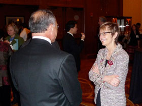Rebecca Chopp and a guest at the Boston event